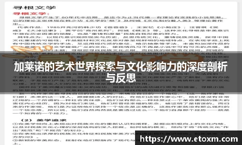 加莱诺的艺术世界探索与文化影响力的深度剖析与反思